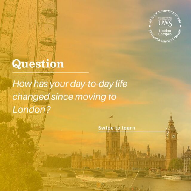 Living in London as a student will definitely change your life in many ways 🌆✨
 
We asked our UWS London campus students how moving to this dynamic city impacted their day-to-day lives, and this is what they had to say🎓🗣️
 
Now it’s your turn! How has student life in London impacted you? Share your experiences with us! 💬📚