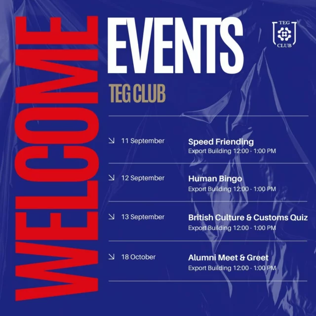 As we eagerly prepare to welcome our new September intakes, let's take a moment to gear up for the incredible TEG Club events we've shared with you all! 🎉✨

More than just a club, we consider every one of our members as family. We hope you enjoy these events as much as we do 💖

What event are you most excited for and why? 🤔

We’d love to hear from you! 🗣️👇